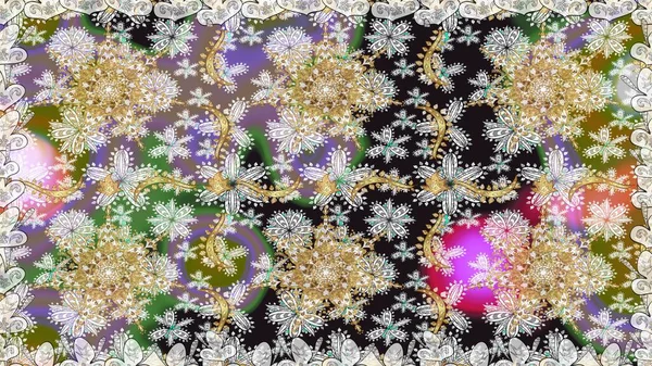 Barok tarzında kusursuz bir doğulu süsü. Gri renkli ve altın elementli geleneksel klasik altın sarısı desen.