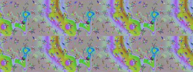 Düz Çiçek Elementleri Tasarımı. Renkli Bahar Teması eskiz kalıbı. Gri ve nötr renkte çiçekler. Raster illüstrasyonunda çiçek deseni çizimi.