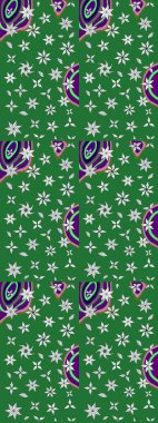 Yeşil ve nötr renklere karalamalar çizilmiş çiçek deseni. Raster illüstrasyonu.