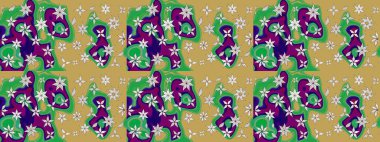 Raster Yumuşak kumaş deseni. Klasik taslak çizimi. Raster çiçek izi. Çiçek sarısı ve yeşil çizim deseni.