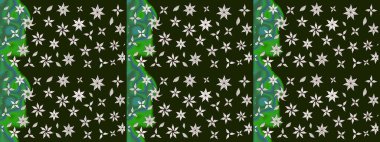 Düz Çiçek Elementleri Tasarımı. Çiçek desenli eskiz, yaz çiçekleri. Renkli Bahar Teması eskiz kalıbı. Gri ve yeşil renkte çiçekler.