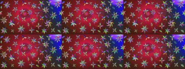 Kumaş, tekstil, duvar kağıdı baskısı için. Eskiz geçmişi. Raster illüstrasyonu. Miles Fleur, süslü püslü bir süs. Tomurcukları papatya çiçekleri olan sevimli bir çiçek deseni. Antika retro tarzı.