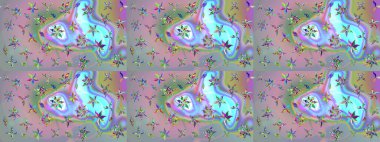 Düz Çiçek Elementleri Tasarımı. Renkli Yaz Temalı eskiz kalıbı. Modaya uygun kumaş deseni. Sevimli çiçek raster deseni.