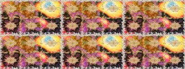 Çiçek deseni. Duvar kâğıdı barok, İspanyol kumaşı. Kusursuz raster arka plan. Kahverengi ve bej renklerde altın elementler. Şekil grafik deseni.