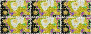 Çiçek deseni. Duvar kâğıdı barok, İspanyol kumaşı. Kusursuz raster arka plan. Kahverengi ve bej renklerde altın elementler. Şekil grafik deseni.