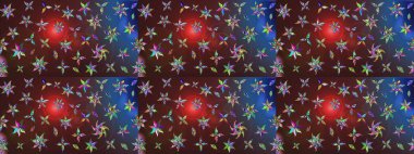 Raster illüstrasyonundaki çiçek desenli çizim. Kahverengi ve mor renkli çiçekler. Renkli Yaz Temalı eskiz kalıbı. Düz Çiçek Elementleri Tasarımı.