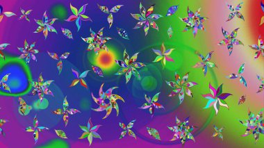 Raster illüstrasyonu. Güzel karalamalı çiçek desenli çizim. Güzel kumaş deseni. Küçük çiçekte sevimli çiçek deseni var..