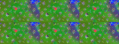 Raster illüstrasyonundaki çiçek desenli çizim. Renkli çiçekler. Renkli Bahar Teması eskiz kalıbı. Düz Çiçek Elementleri Tasarımı.