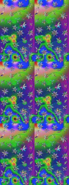 Tomurcukları papatya çiçekleri olan sevimli bir çiçek deseni. Eskiz geçmişi. Raster illüstrasyonu. Kumaş, tekstil, duvar kağıdı baskısı için. Eski usul. Miles Fleur, dandik süs.