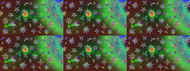 Çiçekler suluboya eskiz deseni. Raster Stili kumaş deseni.