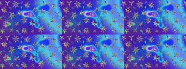 Renkli çizim kalıbı. Çiçek arkaplan. Çiçek duvar kâğıdı. Raster illüstrasyonu. Mavi ve mor renkli şirin tekstil.