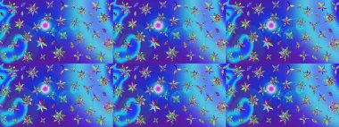 Çiçekli karalama şeklinde Raster çiçek deseni. Yumuşak, yaz çiçekli arka plan. Mavi ve mor renkte çiçekler.