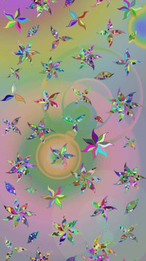 Tarafsız ve yeşil renklerde çiçekler. Düz Çiçek Elementleri Tasarımı. Renkli Bahar Teması eskiz kalıbı. Raster illüstrasyonunda çiçek deseni çizimi.