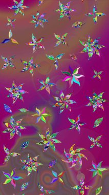 Raster illüstrasyonu. Küçük çiçekli basit bir çiçek çizimi. Moda baskısı, albüm, ambalaj kağıdı ve duvar kağıdı için zarif dekoratif süslemeler. Mor ve kahverengi renkte şirin çiçekler..