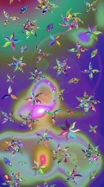 Düz Çiçek Elementleri Tasarımı. Raster illüstrasyonundaki çiçek desenli çizim. Süslü kumaş deseni. Renkli Bahar Teması çizim şablonu.