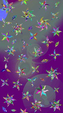 Raster illüstrasyonundaki çiçek desenli çizim. Düz Çiçek Elementleri Tasarımı. Süslü kumaş deseni. Renkli Bahar Teması çizim şablonu.