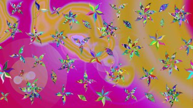 Eskiz klasiği. Düz Çiçek Elementleri Tasarımı. Renkli Bahar Teması eskiz kalıbı. Raster Şirin kumaş deseni.