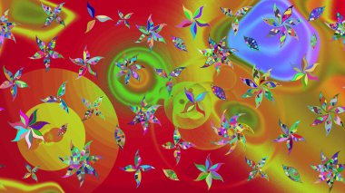 Sevimli küçük çiçek desenle. Raster resim. Çiçek desenli çiçek ve yaprakları ile.