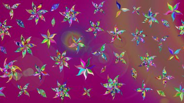 Düz Çiçek Elementleri Tasarımı. Raster illüstrasyonu. Çiçek desenli çizim. Renkli Bahar Teması eskiz kalıbı. Güzel kumaş deseni. Asya tekstil tarzında.