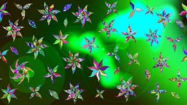 Yeşil ve gri renkli çiçekler. Çiçekli eskiz çizimi. Düz Çiçek Elementleri Tasarımı. Renkli Yaz Teması çizim şablonu.