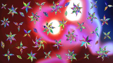 Moda baskısı, albüm, ambalaj kağıdı ve duvar kağıdı için zarif dekoratif süslemeler. Raster illüstrasyonu. Kırmızı ve kahverengi renkte sevimli çiçekler. Küçük çiçekli basit bir çiçek çizimi..