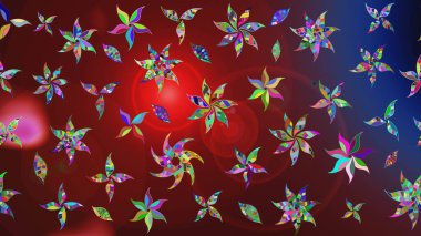 Kırmızı ve kahverengi renkte çiçek çizimi. Kırmızı ve kahverengi renkte çiçekler. Raster illüstrasyonu. Şatafatlı bahar bahçesi dokusu. Çiçek deseni.