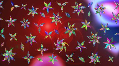 Çiçek desenli eskiz. Kırmızı ve kahverengi renkte çiçekler. Tişört baskısı için çiçek boyama rasteriName.