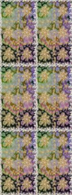 El yapımı dekoratif çerçeve, albüm kapağı, tebrik kartı, klasik Art deco tarzı. Altın karalama fantezi yapraklarından Raster soyut çiçek çelengi ve gri ve nötr renklerde çiçek..