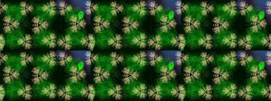 Yeşil ve mavi renkte çiçekler. Raster illüstrasyonu. Çizim çiçek deseni duvar kağıdı için kullanılabilir.