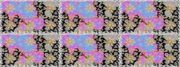 Barok tarzında altın çiçekli süs. Damask arkaplanı. Altın çiçekli, pürüzsüz desen. Gri ve nötr renklerdeki altın element.