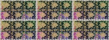 Dekoratif simetri arabesk. Raster illüstrasyonu. Doğum günü kartı, davetiye ya da afiş için iyidir. Kusursuz ortaçağ çiçek deseni. Gri ve nötr renklerde altın.