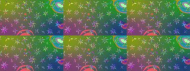 Tropik çiçekler. Yeşil ve mavi renkte çiçekler. Gömlek çizimi Arkaplan Deseni.