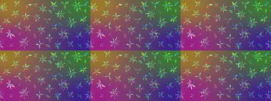 Çiçekli zambakların eskiz geçmişi. Parlak çiçekli kolaj çiçekleri mor ve yeşil. Çiçek tasarımı için inanılmaz kolaj cennet tarzı..