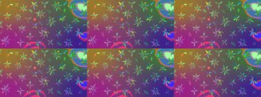 Mor ve mor renkli çiçekler. Renkli Yaz Temalı eskiz kalıbı. Düz Çiçek Elementleri Tasarımı. Raster illüstrasyonunda çiçek deseni çizimi.