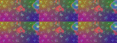 Mor ve mor renkli çiçekler. Düz Çiçek Elementleri Tasarımı. Raster illüstrasyonundaki çiçek desenli çizim. Renkli Bahar Teması çizim şablonu.