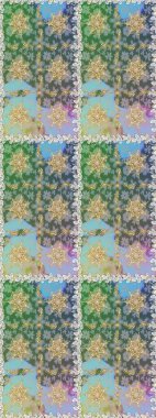 Tekrarlayan elementlerle soyut arkaplan oluşturun. Kusursuz damaske klasik altın desen. Raster illüstrasyonu. Tarafsız ve gri renklerde altın sarısı elementlerle altın pürüzsüz desen.