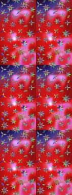 Nazik, narin çiçek arkaplanı. Çiçekli karalama şeklinde Raster çiçek deseni. Kırmızı ve pembe renkte çiçekler.