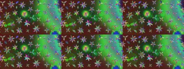 Küçük yeşil ve kahverengi çiçeklerle oldukça eski bir besin torbası deseni. Tekstil, kumaş, kapaklar, duvar kağıtları, baskı, paket, koleksiyon defteri, örgü, dekupaj için çiçek arkaplanı..