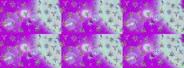 Çiçek ve yapraklı çiçek deseni. Küçük çiçekli şirin bir desen. Raster illüstrasyonu.