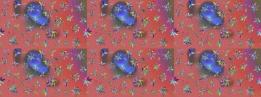 Küçük çiçekli yay deseni çiz. Raster illüstrasyonu. Suluboya tarzında pembe ve kahverengi renkler üzerine.