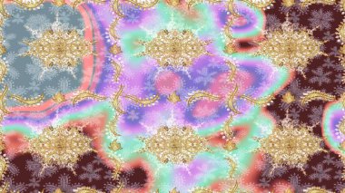 Damask çizim kalıbı arka planı tekrarlıyor. Tarafsız renklerde altın element. Antika altın tekrarlanabilir duvar kağıdı. Barok tarzında altın çiçek süsü..