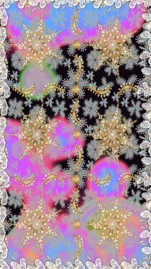 Gri renkli ve altın elementli geleneksel altın sarısı desen. Barok tarzında kusursuz bir doğulu süsü..