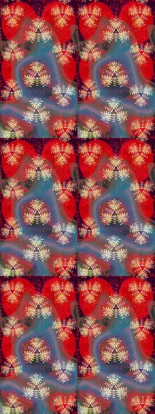 Kumaş desenli papatya çiçeği detayı. Kırmızı ve kahverengi renkte çiçekler.