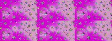 Sevimli çiçek raster deseni. Modaya uygun kumaş deseni. Renkli Yaz Temalı eskiz kalıbı. Düz Çiçek Elementleri Tasarımı.