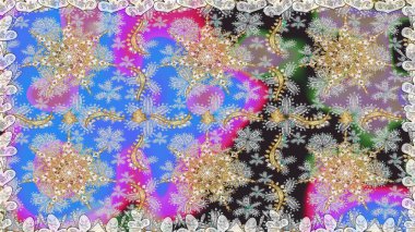 Lüks, kraliyet ve Viktorya dönemi konsepti. Raster klasik barok çiçeksiz altın desenli. Süslü dekorasyon. Gri renklerdeki altın desenli altın elementler.