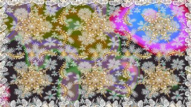 Kusursuz altın desenli bukleler. Gri renklerde kusursuz desen. Raster altın pürüzsüz desen. Doğu tarzında altın elementler arabesk.