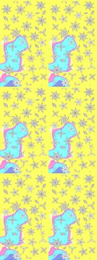 Düz Çiçek Elementleri Tasarımı. Renkli Bahar Teması eskiz kalıbı. Raster..