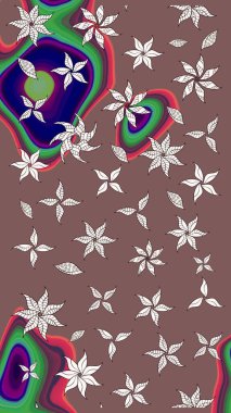 Bir sürü kahverengi ve nötr soyut çiçekli tropik eskiz deseni. Küçük çiçekteki sevimli çiçek deseni. Varicolobrown ve nötr raster çizimi.