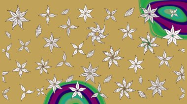 Şatafatlı bahar bahçesi dokusu. Çiçek deseni. Sarı ve nötr renkler üzerine çiçek çizimi. Sarı ve nötr renklerde çiçekler. Raster illüstrasyonu.