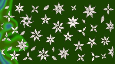 Yeşil ve nötr renklerde çiçekler. Düz Çiçek Elementleri Tasarımı. Renkli Bahar Teması eskiz kalıbı. Raster illüstrasyonunda çiçek deseni çizimi.